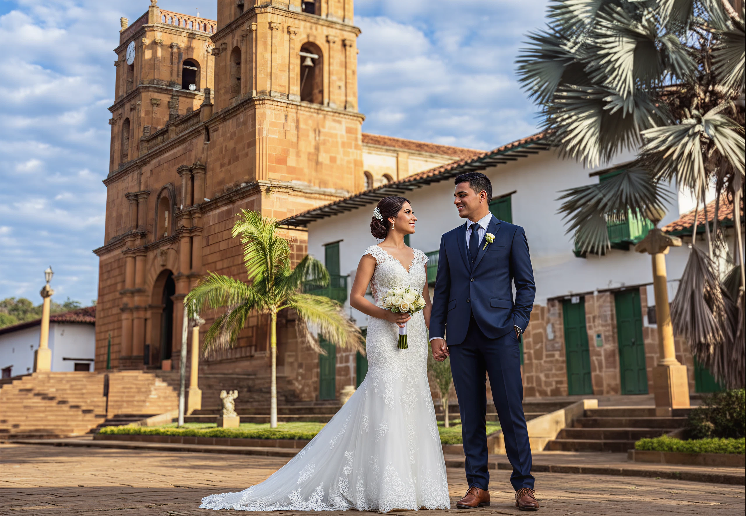 Delicate flowers taped to a wall.